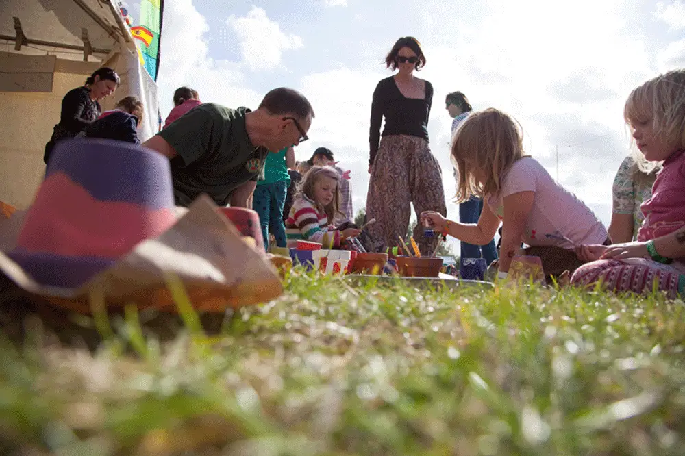 family playing on the fields of lodestar